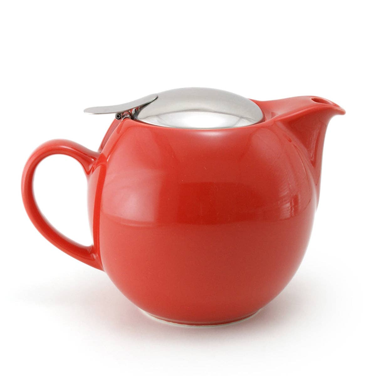 Large Round Ceramic Teapot in Tomato