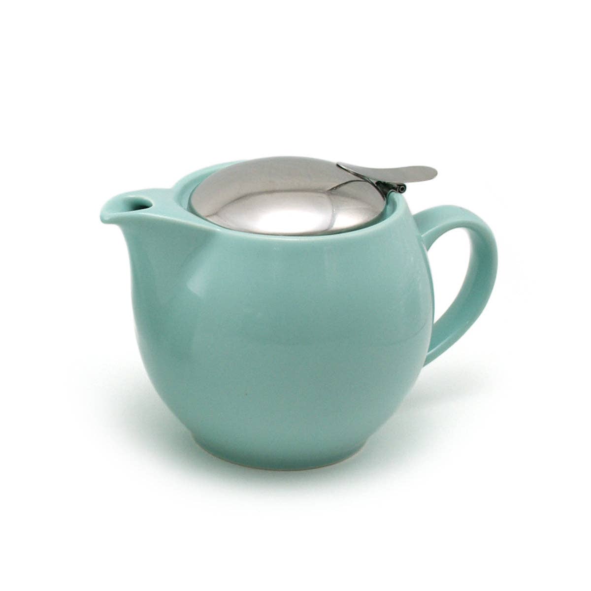 Small Round Ceramic Teapot in Aqua Mist
